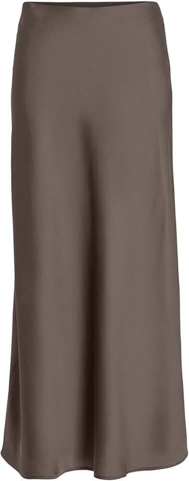 Vila Female Damen High Waist Midirock, eleganter Rock in Midi-Länge VIELLETTE High Waist
