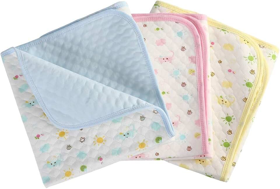 Baby Infant Wasserdicht Matte Wickelauflage - Ökologische Baumwolle Atmungsaktiv Wiederverwendbar Matratze Pad Packung mit 3 (S (35 x 45 cm))