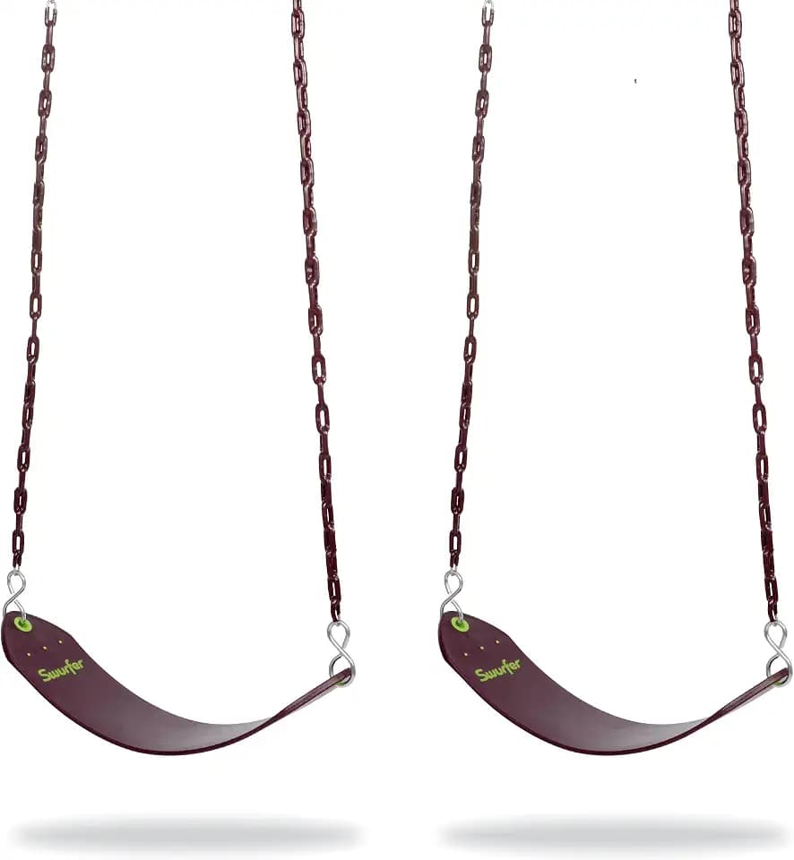 Swurfer 2 Pack Classic Playground Belt Tree Swing with Pinch Free Rubber Coated 66" Metal Hanging Chains, Holds 155lbs, Ages 4 and Up
