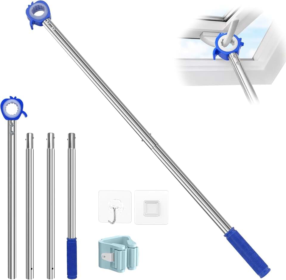 Fenstergriff Verlängerung für Velux Dachfenster, Dachboden Haken Edelstahl, für Dachfenster Stange Zum Öffnen, Länge 152 cm
