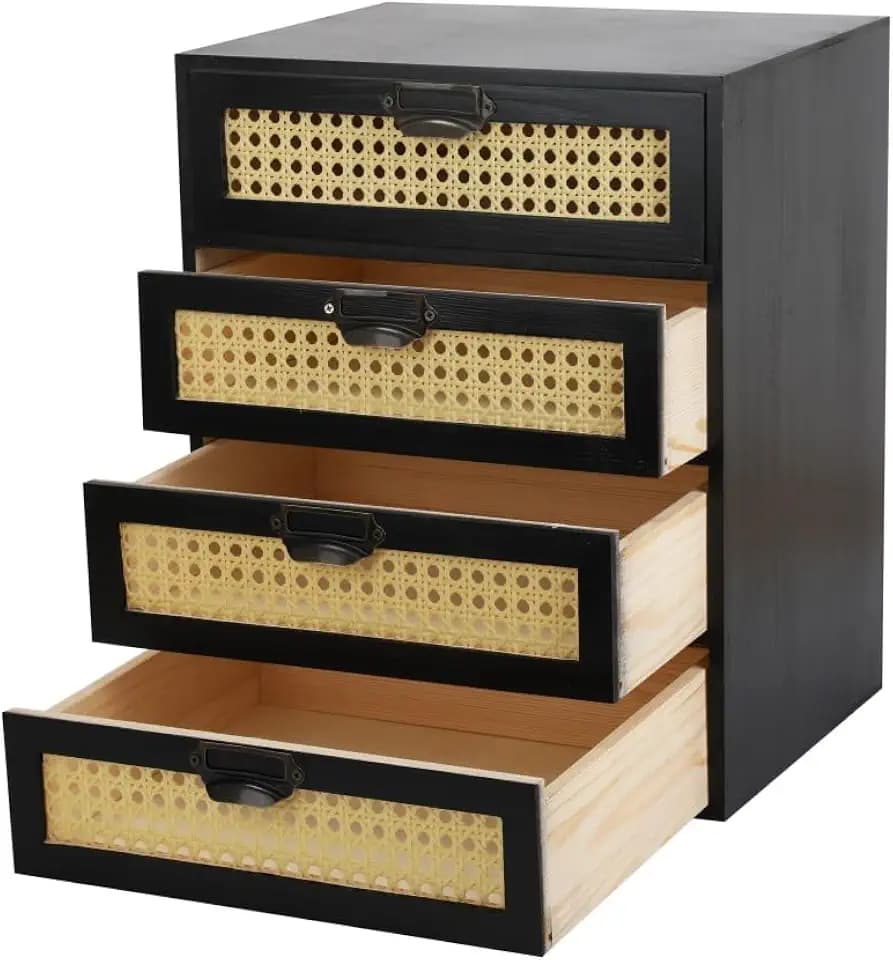 GoooodGIFT Wooden Drawers Large Wooden Box with Drawer, Black