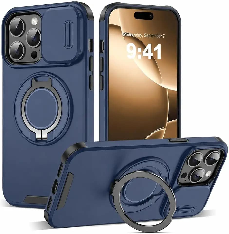 for iPhone 14 Pro Max Case,Blue,Slide Camera Cover,Kickstand