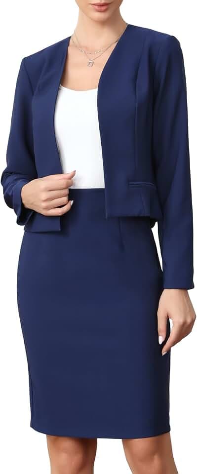 Allegra K Damen-Business-Rock, Anzug-Set, Büro, Arbeit, Blazer, Bleistiftrock