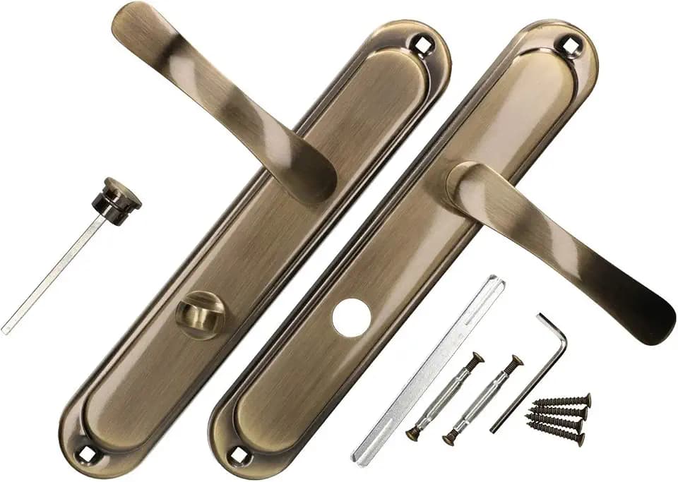 KOTARBAU Türdrücker 72 mm WC/BAD Türgriff Patin Türbeschlag Türklinke Drückergarnitur Langschild Türdrückergarnitur Innentür Außentür Handgriff Torbeschlag (Ausführung WC, 72 mm)