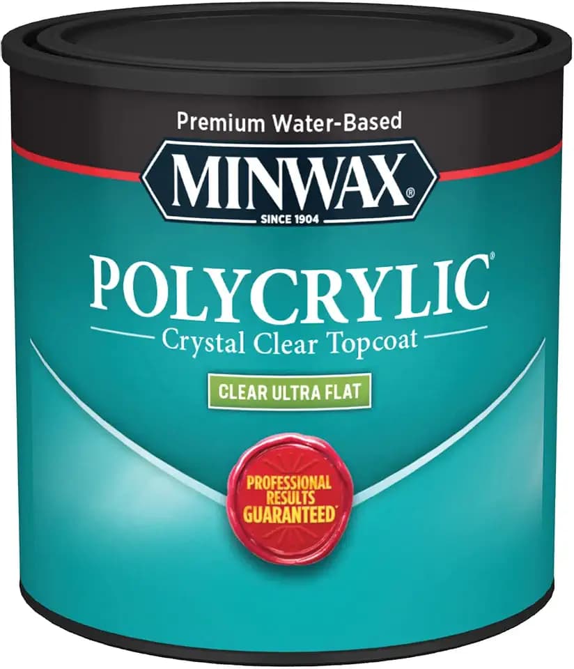 Minwax 211114444 Polycrylic Protective Wood Finish, Clear Ultra Flat, ½ Pint