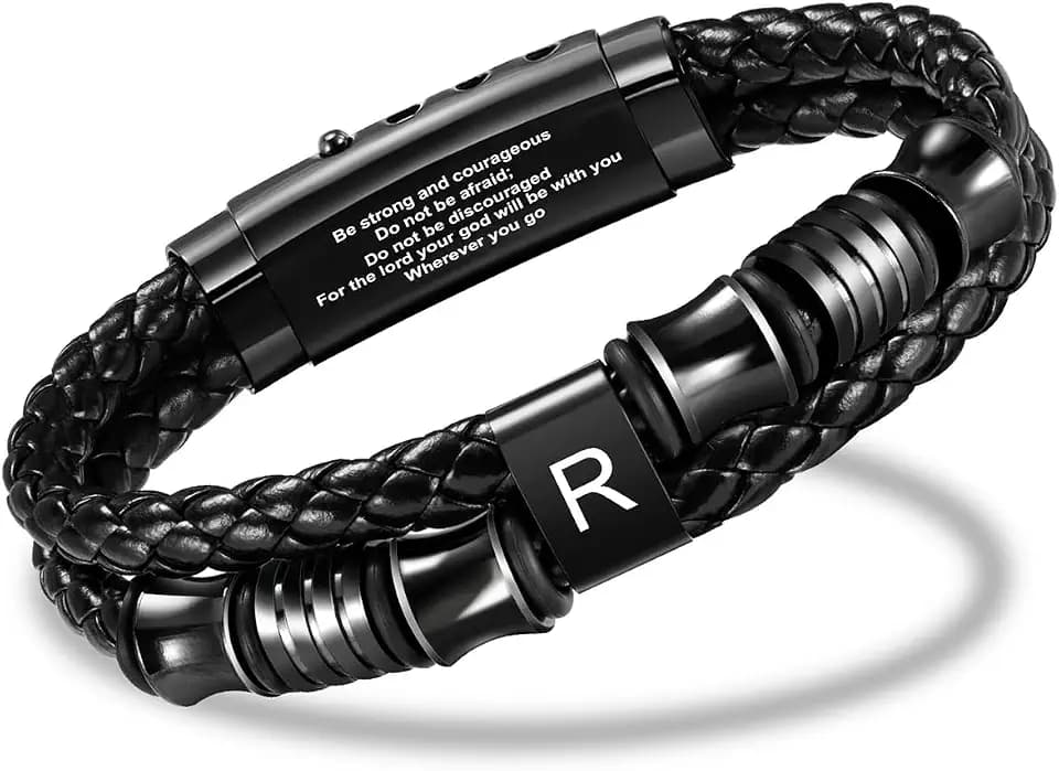 Initial Bracelet For Men With Adjustable Buckle Gifts For Him