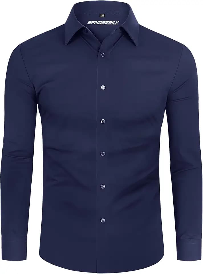 DEMEANOR Hemd Herren Stretch Langarm Slim Fit Hemden Businesshemden für Herren Bügelleichtes Freizeithemd