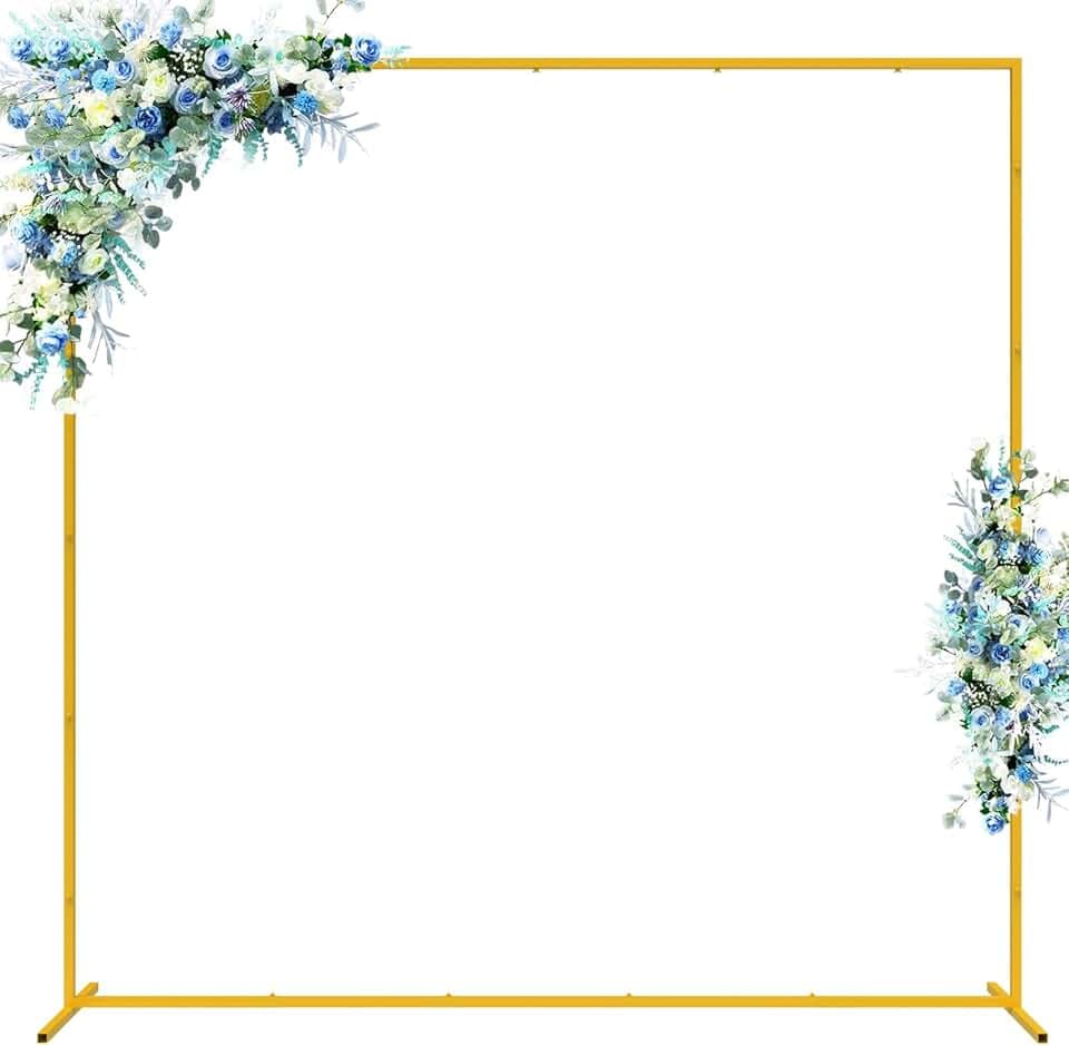 Wokceer Square Backdrop Stand Gold Metal Wedding Arch Stand 6.6FT x 6.6FT