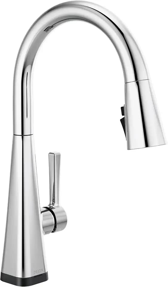 Delta Lenta Touchless Kitchen Faucet with Touch Technology, Chrome Kitchen Sink Faucet with Pull Down Sprayer, Single Hole, Chrome 19802TLZ-DST