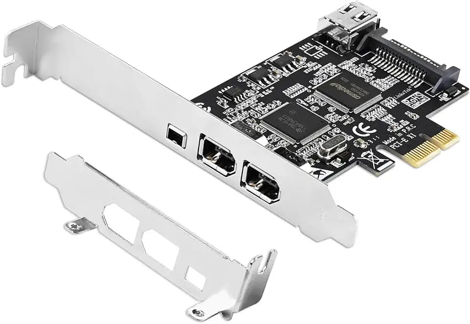 PCIE-TSB43AB23 4-Ports PCIE 1394A Firewire 400 Card for Windows OS and MAC OS PCs, TI TSB43AB23, 3X 6Pin and 1X 4Pin 1394A Interface, with 4Pin to 6Pin 1394A Cables and Low Profile Bracket
