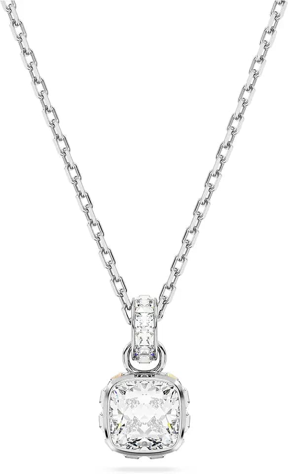 Swarovski Birthstone Stud Earring Collection, Square-Cut Stone and Crystals, Rhodium Finish