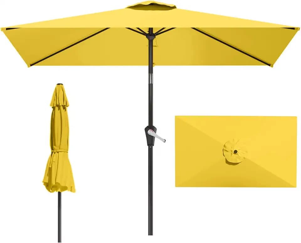 6.5x10FT Patio Umbrella,Outdoor Umbrella with Push Button Tilt and Crank,8 Sturdy Ribs, UV Protection & Waterproof Market Umbrella for Pool,Backyard,Beach,Deck