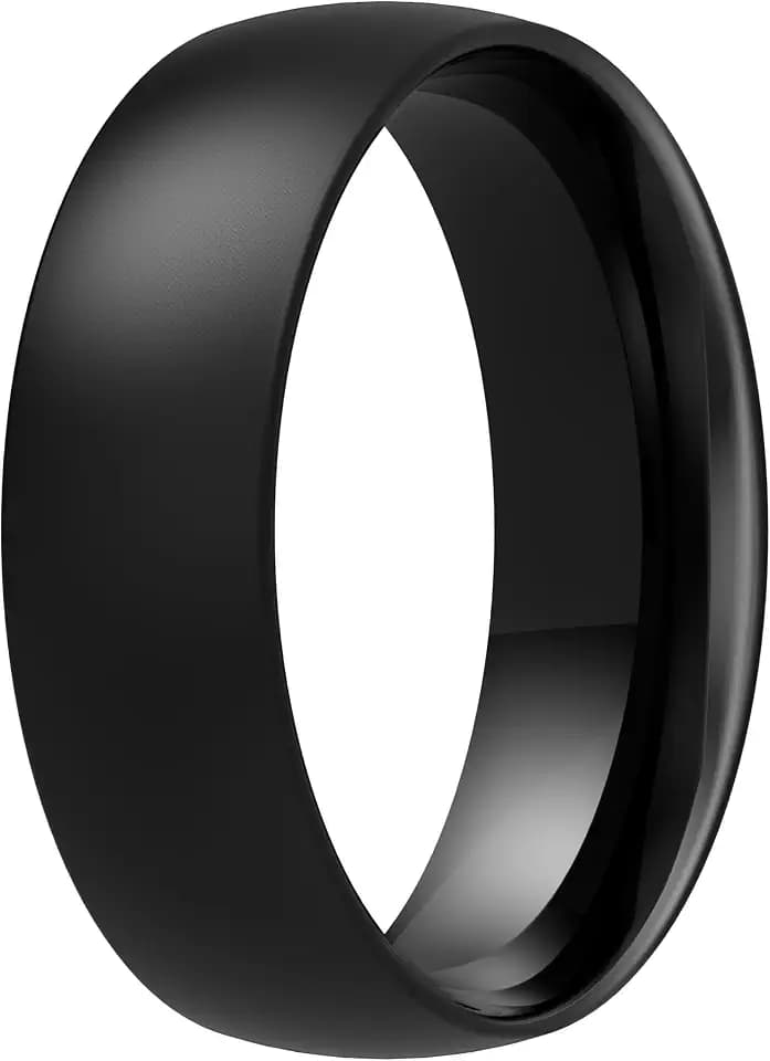 ThunderFit Silicone Rings for Men, Black Matte Silicone Wedding Bands