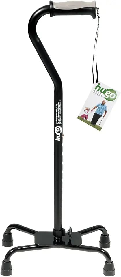 Hugo Mobility Adjustable Quad Walking Cane for Everyday Use, Ebony