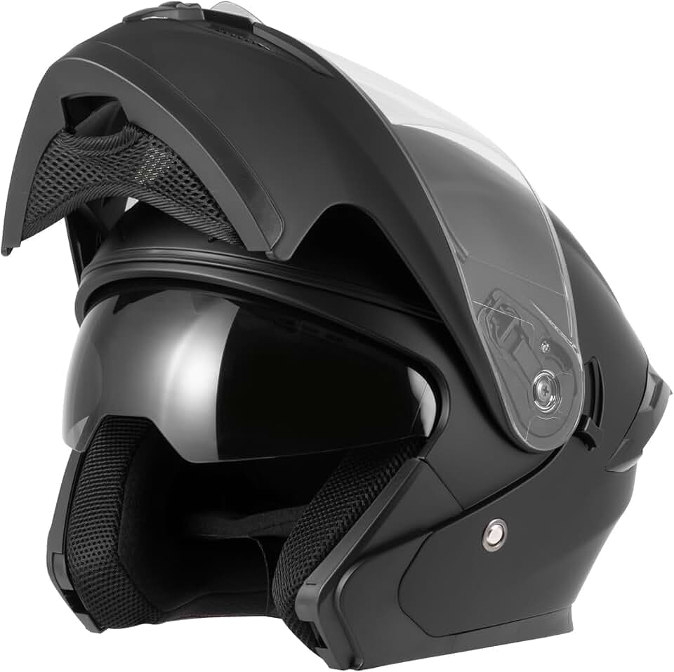 Spark Adult Flip-Up Motorcycle Helmets - DOT Certified Full Face Helmet with Dual Visor & Quick-Release Buckle, Lightweight ABS for Commuting and Touring