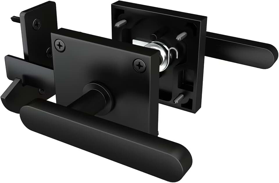Sdstone Double Side Gate Latch,Heavy Duty Swinging Door Latch Gate Hardware for Wooden Fence,Gate Hardware for Right Inswing Outdoor Wooden Gates, Pool Gate, Backyard, Garden