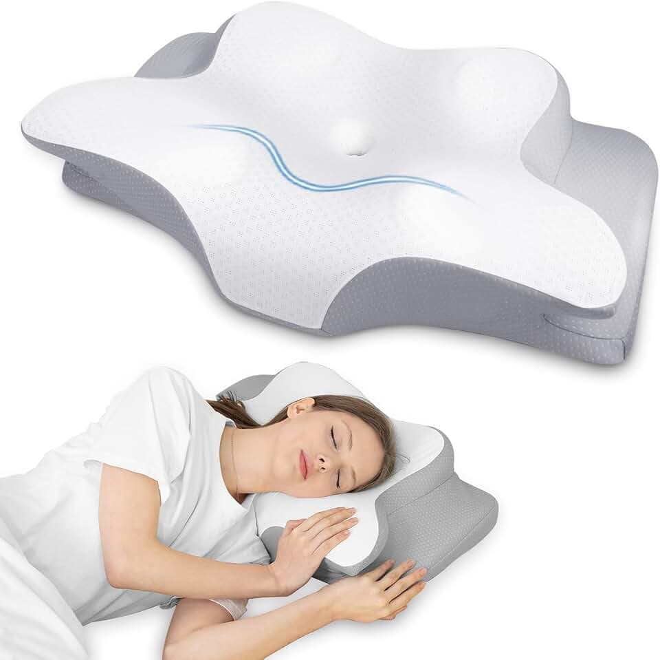 HOMCA Nackenkissen Memory Foam Kühlender Kissenbezug, Grau