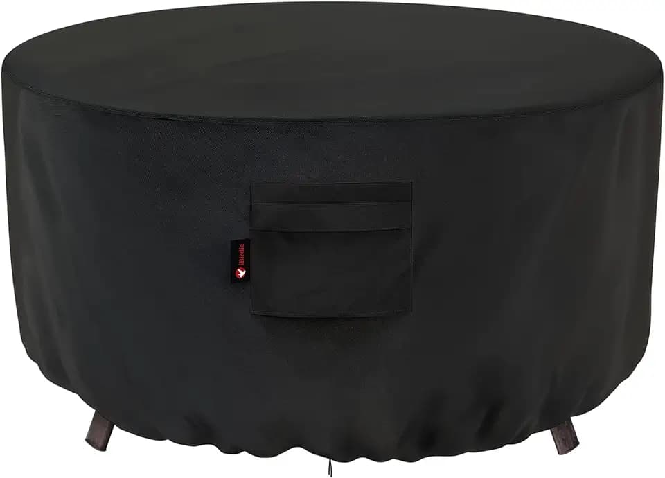 iBirdie Round Fire Pit Cover 50 inch, Outdoor Waterproof Coffee Table Cover