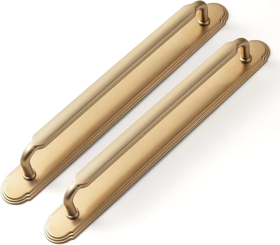 Goo-Ki 2 Pack Champagne Bronze Cabinet Pulls with Backplate Spacer, 7-1/2" Hole Center Zinc Alloy Kitchen Drawer Pulls Handles