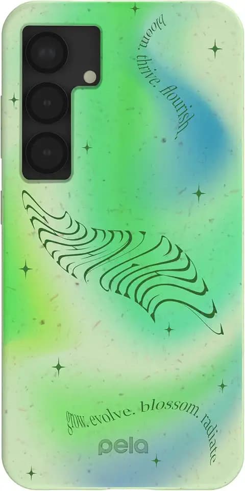 Pela | Phone Case Compatible with Samsung Galaxy S25 | Artsy Collection| Supports Wireless Charging | Cute Eco Friendly | Sage Green Luminate