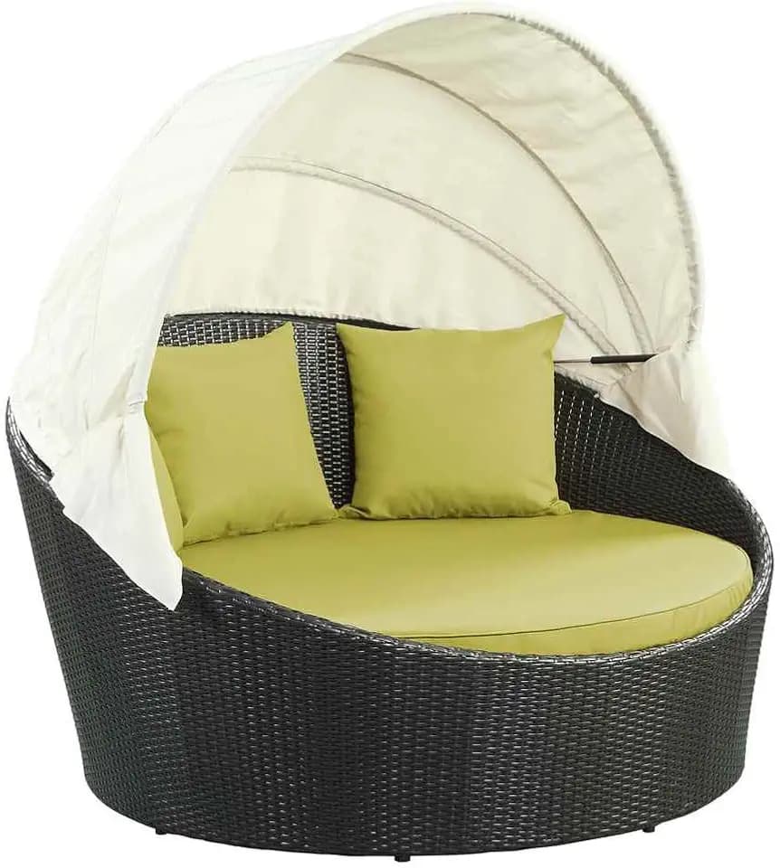 Modway Siesta Wicker Rattan Outdoor Patio Canopy Daybed in Espresso Peridot