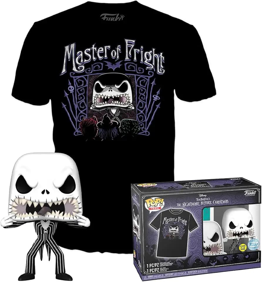 Funko Pop! & Tee: Disney - Jack Skellingtonkellington - Small - (S) - Disney: The Night Before Christmas - T-Shirt - Kleidung mit Vinyl-Sammelfigur - Geschenkidee - Spielzeug und Kurzärmeliges Top