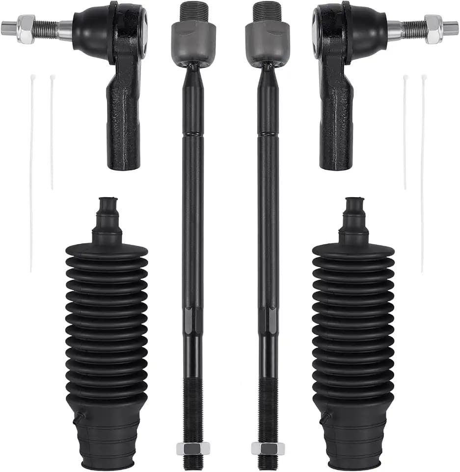 BDFHYK 6PC Inner/Outer Tie Rod Kit w/Boots Clamps for Dodge Ram 1500 06-10