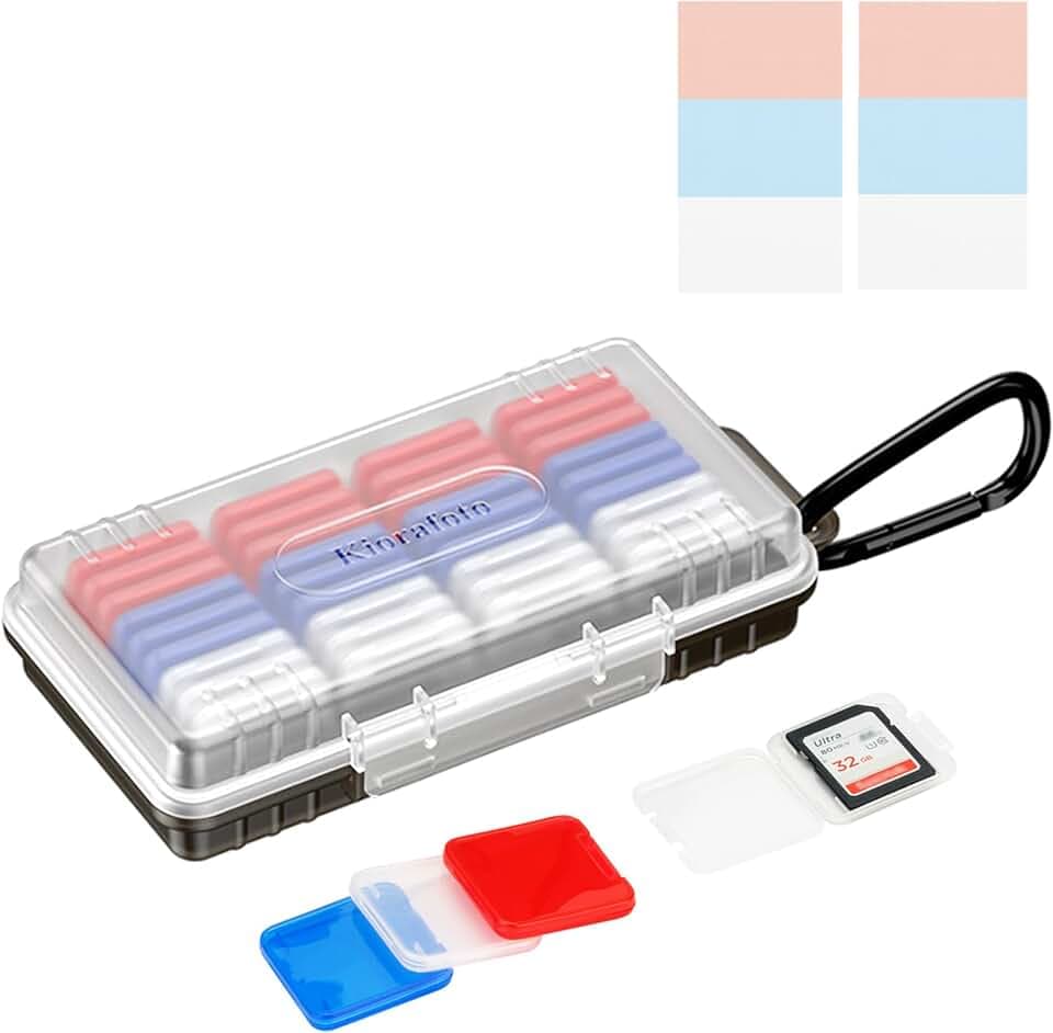 Dual Protect Waterproof SD Card Case w 36 Individual Plastic SD Card Cases