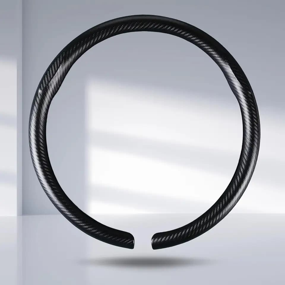 Steering Wheel Cover Carbon Fiber Car Steering Wheel Cover, Matte Black