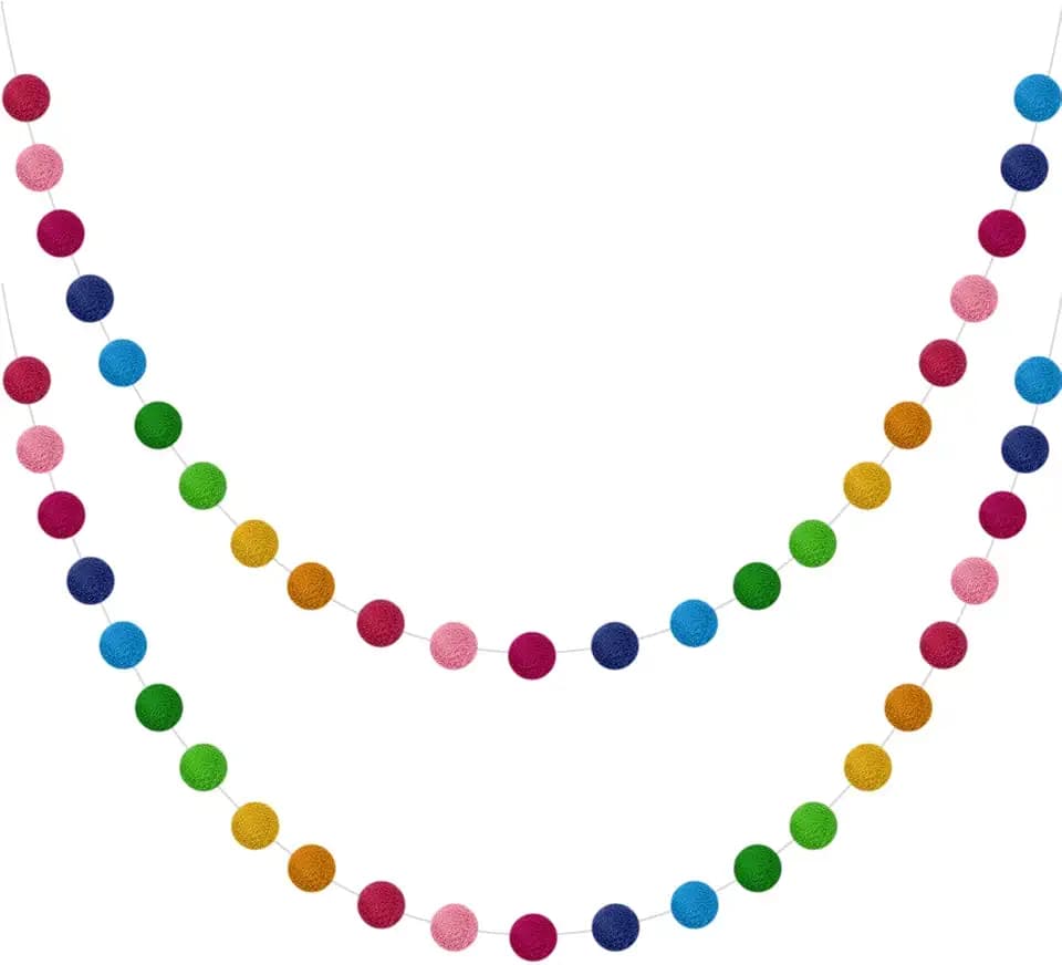 Boao 2 Pieces Wool Felt Ball Garland, Rainbow