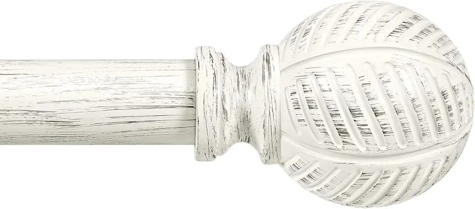 Zeerobee Wood Curtain Rods for Windows 1 Inch White 32"-48"