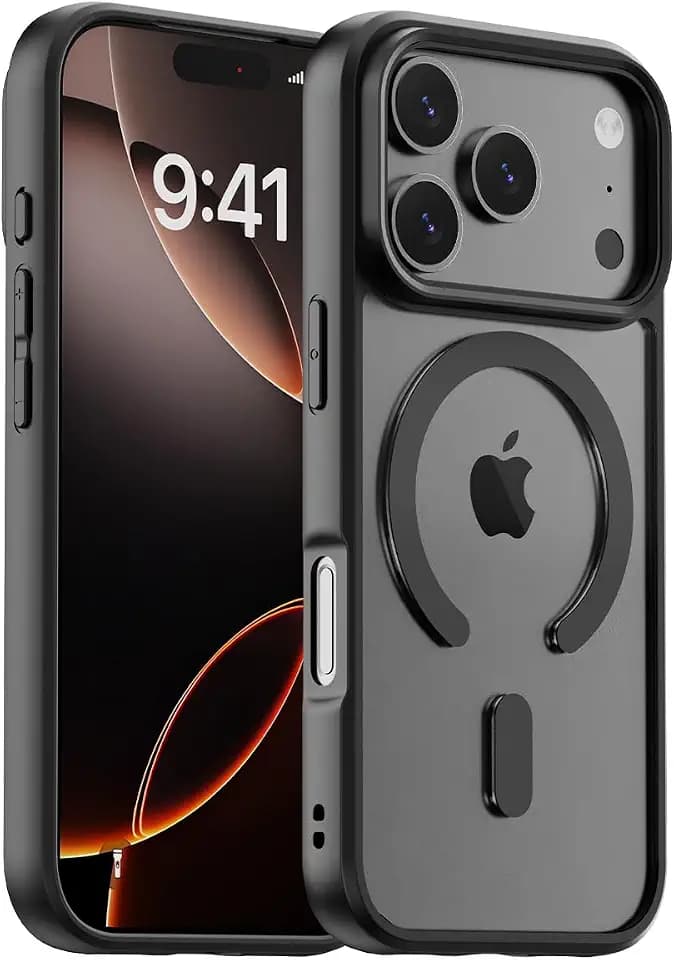 edaiser Magnetic Case for iPhone 17 Pro, Anti-Yellowing Transparent Black