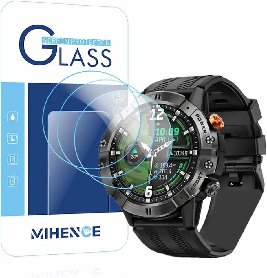 Screen Protector for AK57 1.52'' Smartwatch, 9H Tempered Glass Protective Film Compatible for DEKELIFE 1.52 Inches Military Smart Watch AK57 [ 3PCS ]