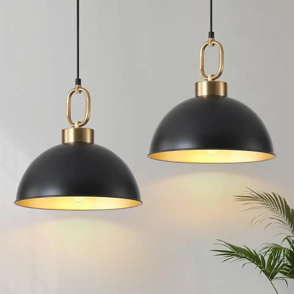 2 Pack Black Hanging Pendant Light Fixture, Pendant Lights Kitchen Island
