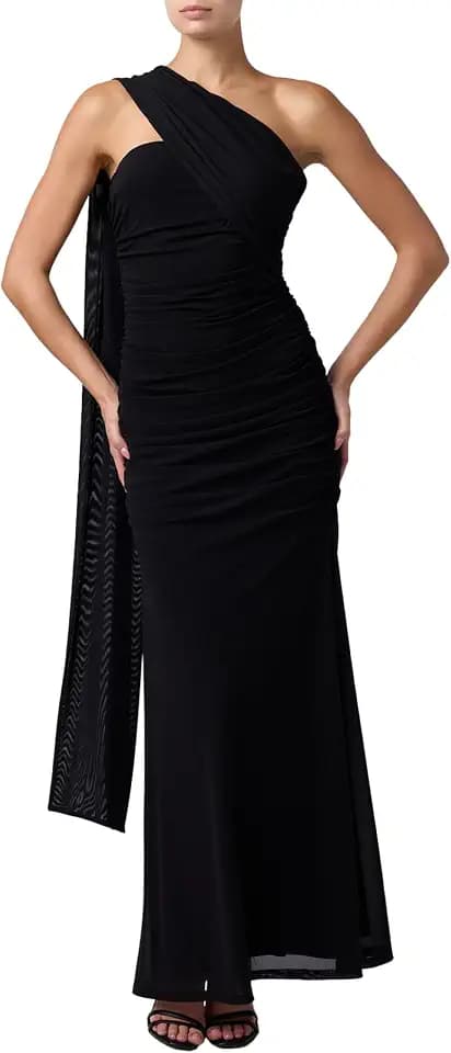 Lulus Tara Chiffon Women's Wedding Guest Maxi Dress, Black, Medium
