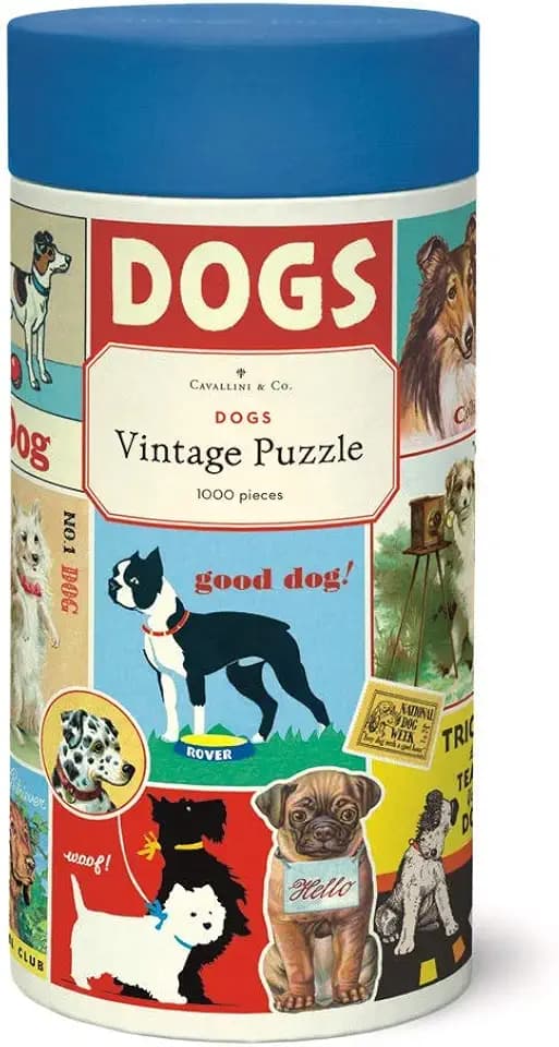 Cavallini Vintage Dogs 1000 Piece Jigsaw Puzzle for Adults and Teens Ages 12+, Educational Canine Artwork Challenge, Single Player Family Activity