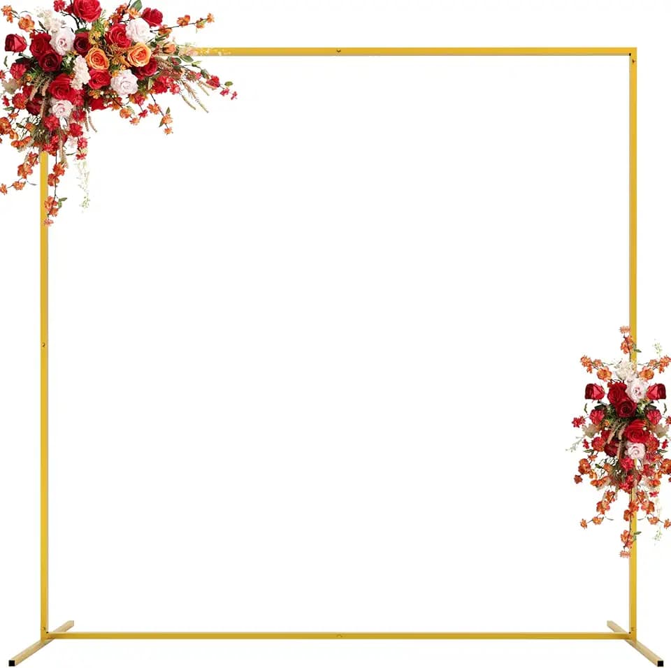 Asee'm 6.6FTx6.6FT Gold Wedding Arch Backdrop Stand Square Metal