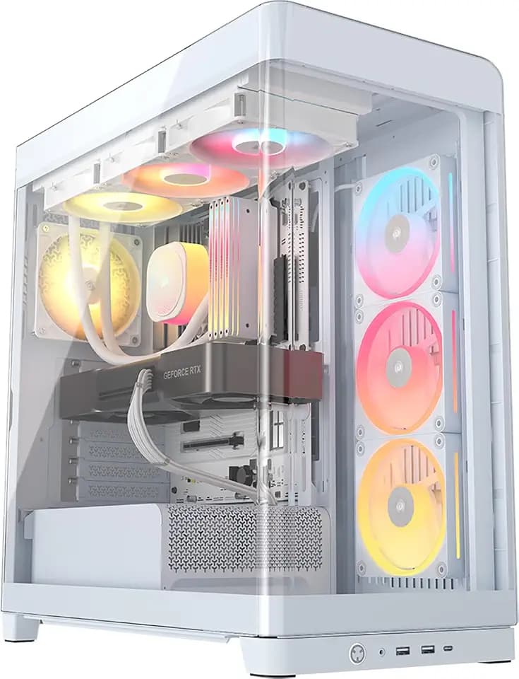 CORSAIR Frame 4500X LX RGB Link Panoramic Mid-Tower PC Case – 3X Pre-Installed Fans, High Airflow, Modular Design, GPU Anti-Sag, Reverse Connection Motherboard Compatible – White
