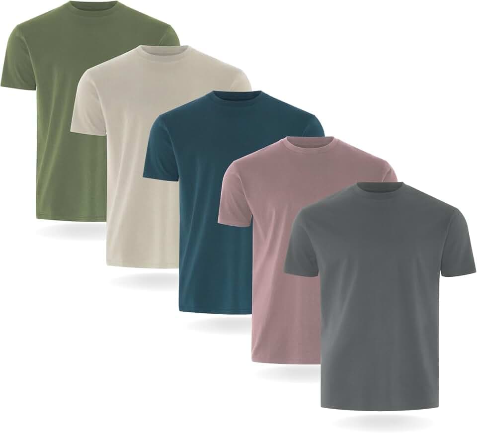 FM London 3/5er-Pack T-Shirts für Herren 100% Baumwolle, Premium-Qualität