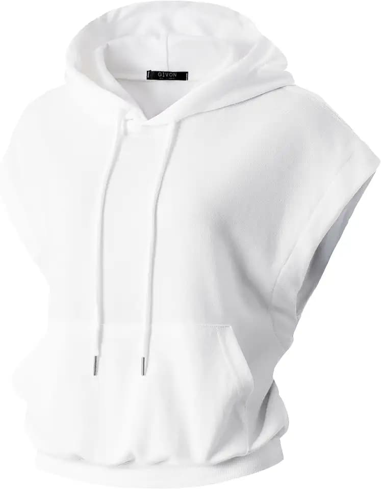 GIVON Womens Lightweight Hooded Vest Sleeveless Pullover Casual Hoodie Drawstring Sweatshirt with Kanga Pockets