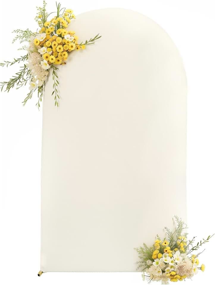 Ivory Arch Backdrop Cover 7.2FT, Cream Arch Covers Stretchy Backdrop