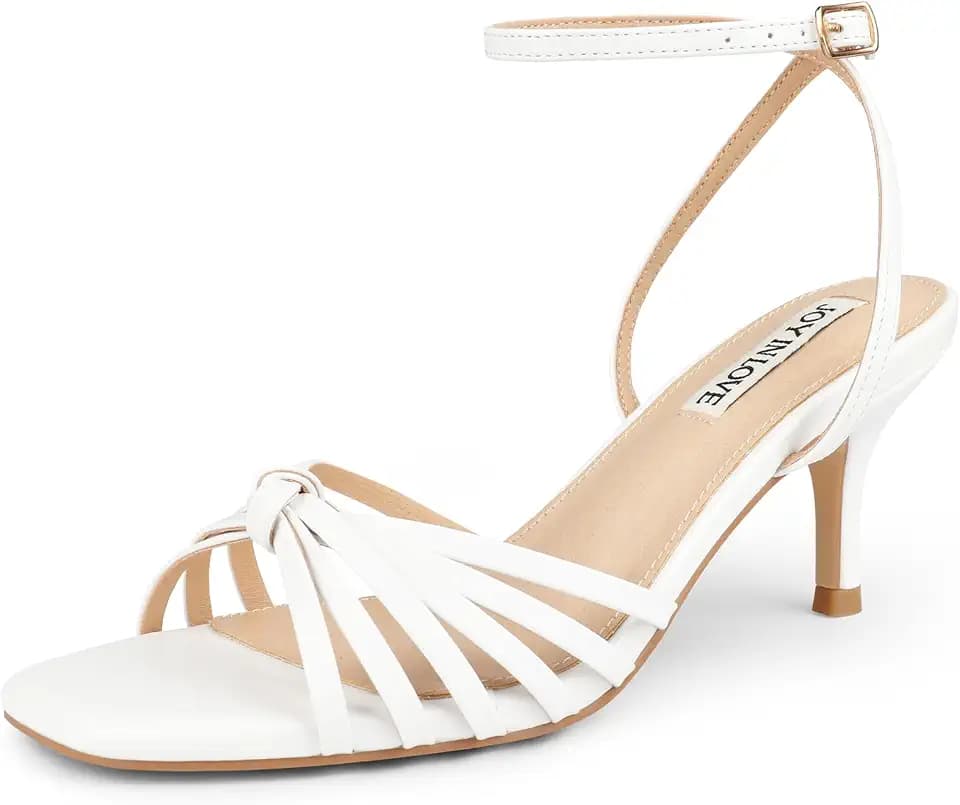 JOY IN LOVE Women's Low Kitten Heels Strappy Sandals