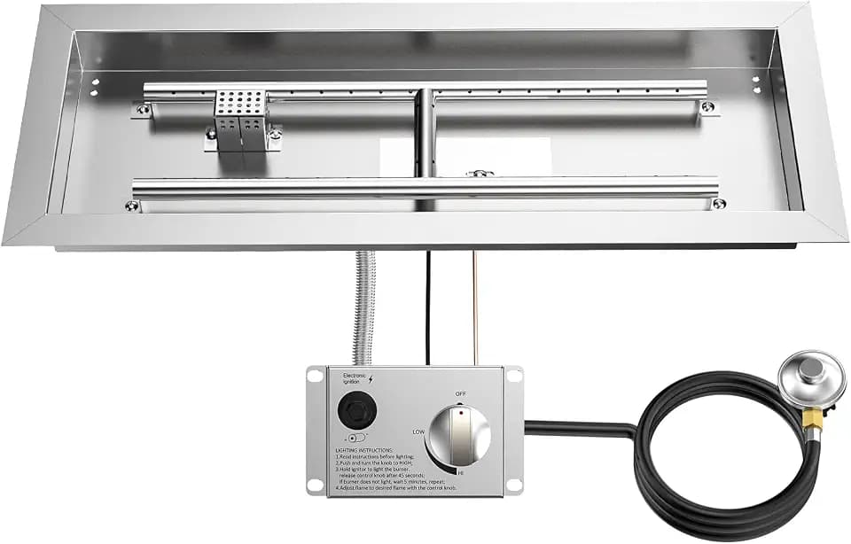 Skyflame Stainless Steel 24" Rectangle Fire Pit Drop-in Burner Kit