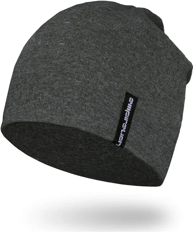 EMPIRELION Beanie-Mütze, ca. 23 cm, multifunktional, leicht, dünne Laufmütze, Helmfutter, Schlafhaube für sie und ihn, Dunkelgrau gemischt, Einheitsgröße