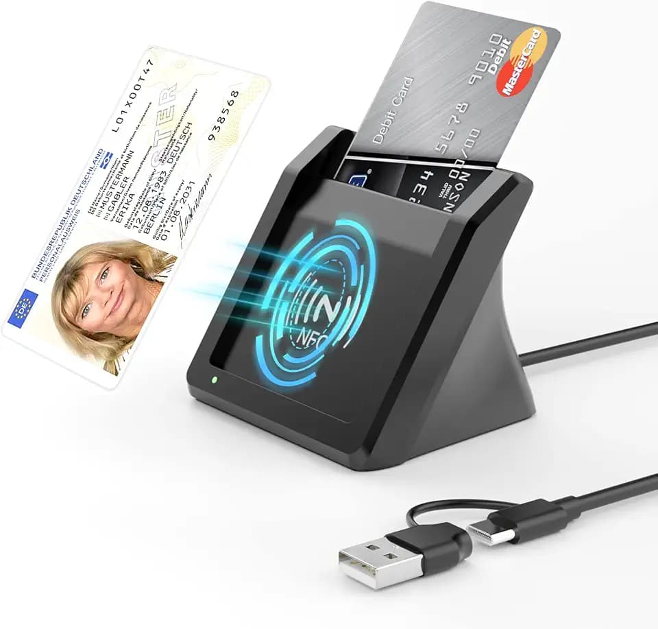 USB-A/C Chipkartenleser mit NFC,Smart Card Reader für Neuen Personalausweis