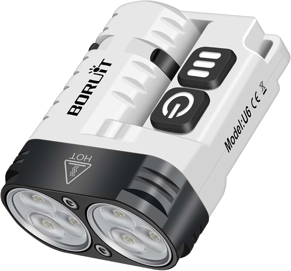 BORUIT U6 Taschenlampe LED Aufladbar 1600 Lumen, Mini A/C-C mit IP68 Wasserdicht Taschenlampen, Clip Magnet EDC Klein Flashlight Für Camping Notfall