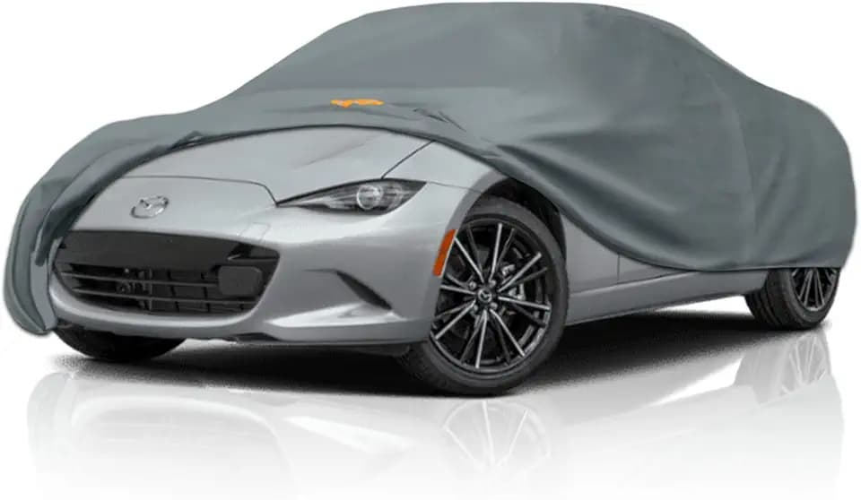 Waterproof Heavy Duty Car Cover Custom Fit Mazda MX-5(Miata)(1990-2025), Outdoor Covers with Cotton Liner and Breathable Ventilation Mesh, Full Exterior Cover Sun Rain UV Protection with Zipper Door