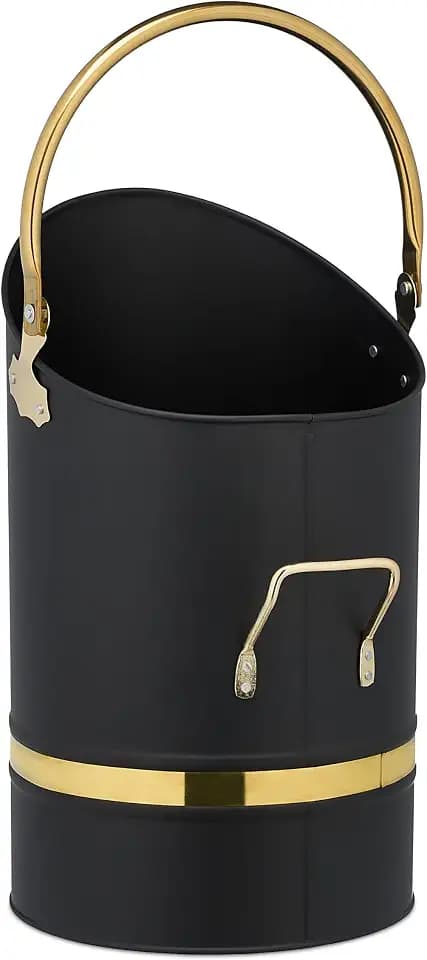 Relaxdays Kohlenschütte, 12l, Eisen, schwarz/Gold
