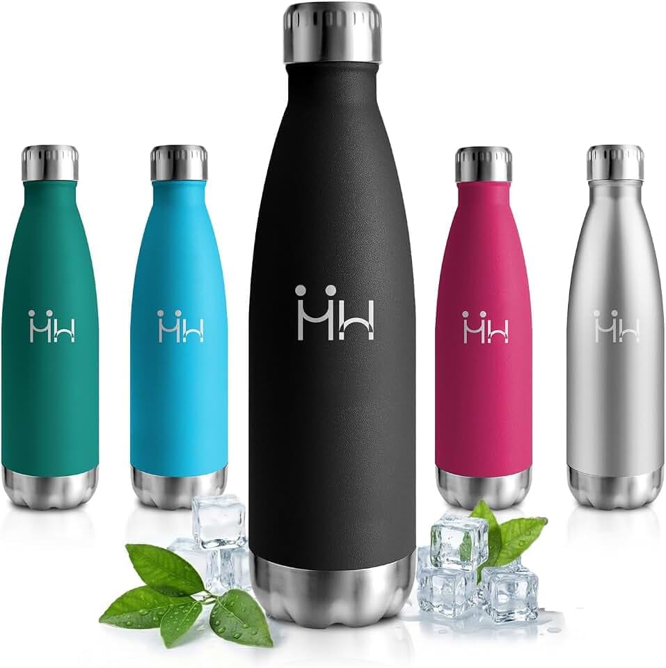 Isolierflasche 500ml, Trinkflasche Edelstahl BPA-frei, Thermosflasche Auslaufsicher, Trinkflasche Auslaufsicher, Kohlensäure Geeignet für Schule, Fitness, Gym, Erwachsene, Büro, Sprudel, Camping