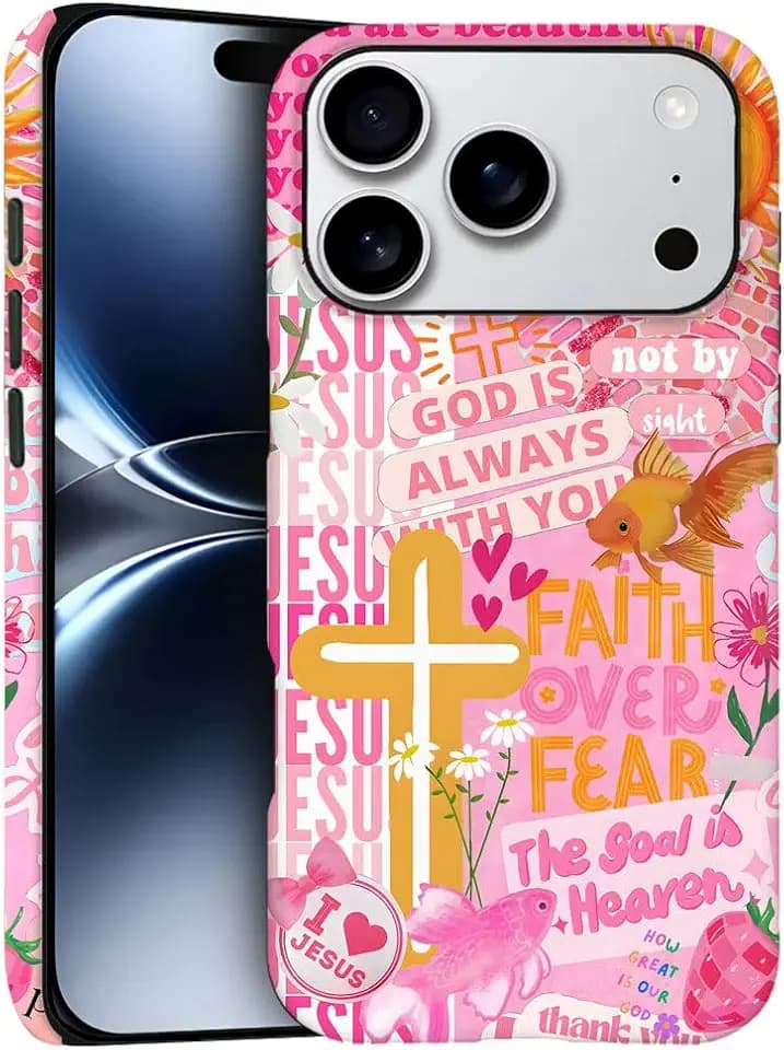 Case for iPhone 18 Pro/iPhone 17 Pro - Slim Fit Anti-Scratch Phone Case for Girl Women - Christian Collage Bible Verse Jesus (Frosted)